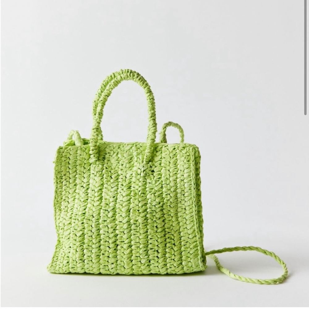 Urban Outfitters Small Green Women's Mini Straw Tote Bag NWT